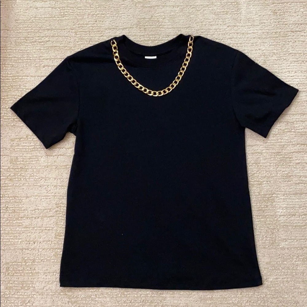 H&M Black Shirt with Gold Chain size XS